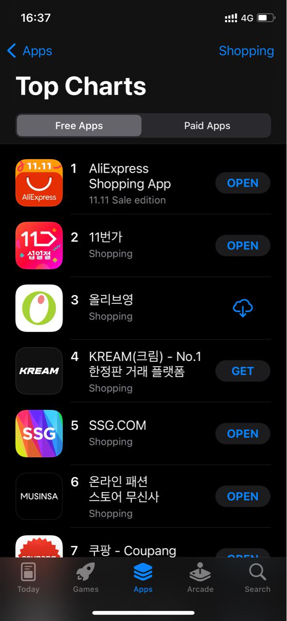 「双十一」，速卖通更是成为韩国 App Store 里购物类软件下载榜的第一名
